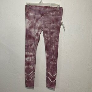 Sweet Romeo Womens Tie Dye Leggings Mauve White High Waist‎ SR9710 Large NWT